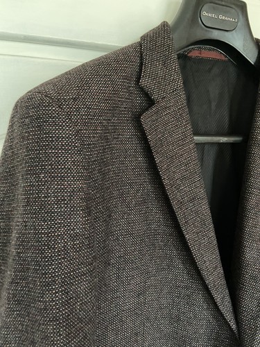 Hugo Boss Jacket 40 Burgundy James 2 Tweed Blazer Wool Sports Classic Retro - Picture 4 of 20