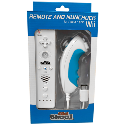 Mando a distancia inalámbrico Old Skool y Nunchuck para Nintendo Wii y WiiU - Blanco/Azul - Imagen 1 de 3