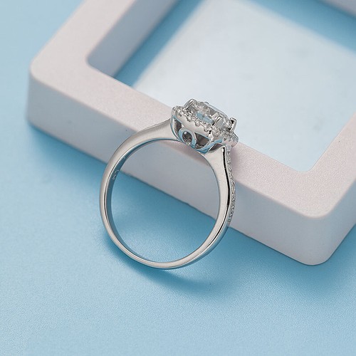 PTX 925 Sterling Silver Moissanite Diamond Ring 1CT D Color Halo Engagement Ring - Picture 9 of 23