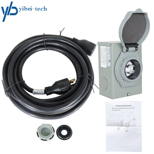 25FT 30 Amp Generator Cord and Power Inlet Box Waterproof Combo Kit NEMA L14-30 - Bild 1 von 12
