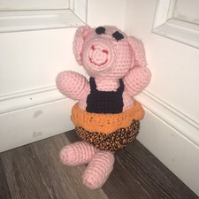 Hand Crocheted 12 Inch Pig Plush Girl