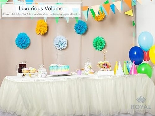 Royal Imports Tulle Table Skirt, Tulling Tablecloth for Wedding, Birthday Party, - Picture 2 of 3