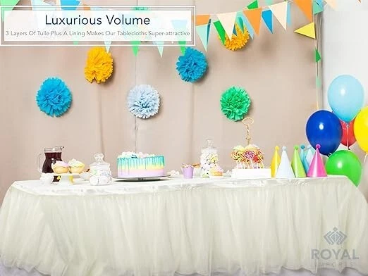 Royal Imports Tulle Table Skirt, Tulling Tablecloth for Wedding, Birthday Party, - Image 2 of 3