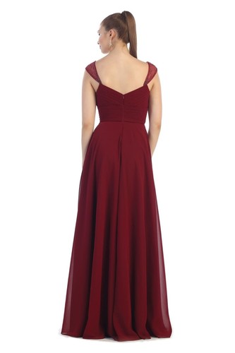Womens Dresses For Evening Bridesmaid Long V-Neck Sleeveless A-Line Plus Size - Picture 2 of 24