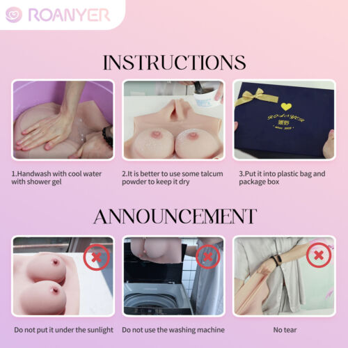 Roanyer E Cup Silicone Four Nipples Breast Form Gel Filler Fake Boob for Cosplay - Picture 12 of 15
