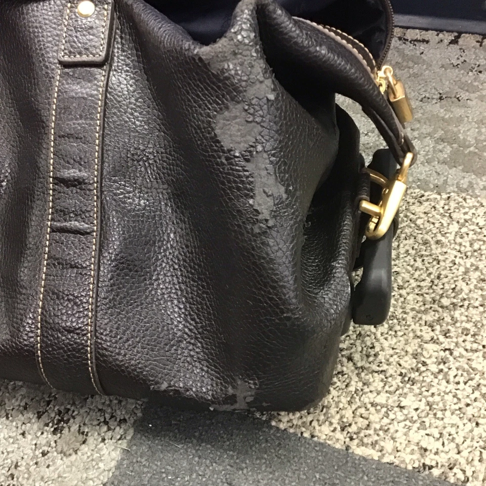 Brooks Brothers Rolling Duffle de Couro Marrom Rolling Duffle com Alça e Alça 22” - Imagem 4 de 4