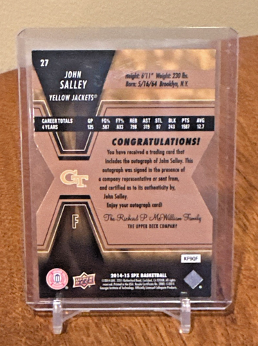 John "Spider" Salley /3 AUTO 2014-15 SPx Signatures Die-Cut GT Yellow Jackets - Picture 2 of 2