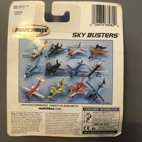 Centro de pruebas Matchbox Sky Busters Nighthawk F-117 nuevo sin abrir C1 - Imagen 8 de 10