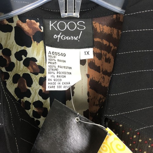 Koos Of Course QVC NWT Black Brown Long Sleeve Animal Print Button Blouse Sz 1X - Picture 6 of 7