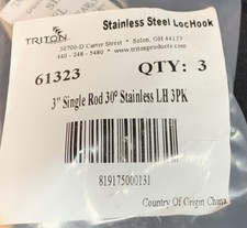 Triton 61323 Single Rod Pegboard Hook,3" PK3