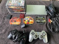 Sony PlayStation 2 Slim PS2 Silver SCPH-77001 Console System Bundle Tested
