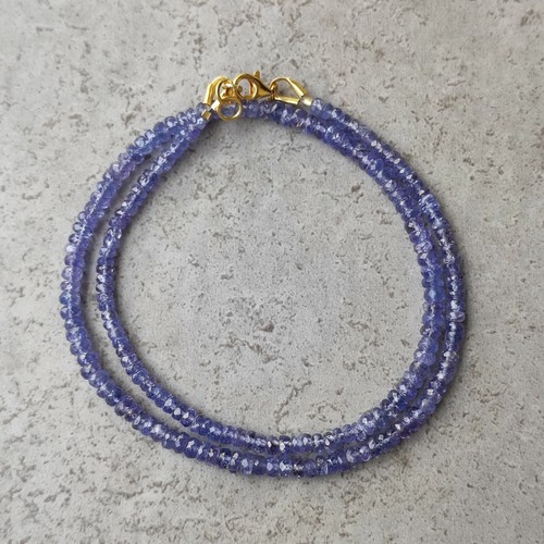 Cadena de tanzanita facetada piedra curativa 925 plata de ley hecha a mano rareza K596 - Imagen 4 de 5