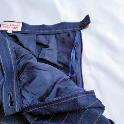 Falda Asimétrica Vivienne Westwood Rayas Azul Marino L Diseño Único - Imagen 6 de 8