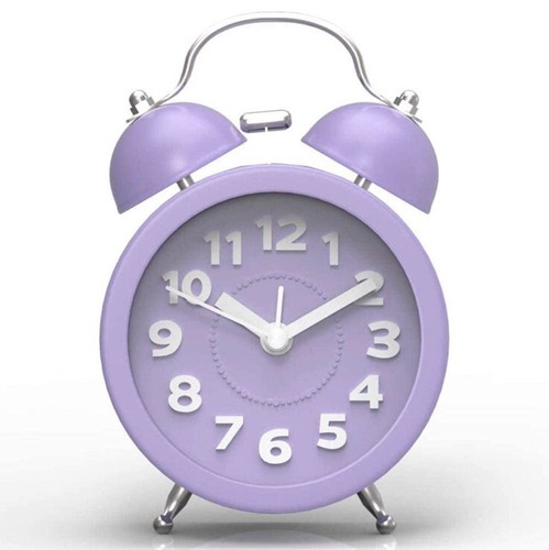 Jiez Analog Alarm Clock 3D Purple Battery Operated Travel Clock w/ Backlight - Picture 9 of 9