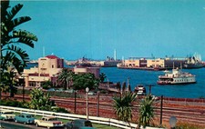 Postcard Waterfront, San Pedro, California - Municipal Ferryboat to Treasure Isl