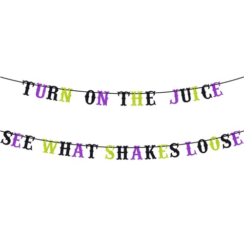 Beetle Party Banner Decorations Glitter Turn ON The Juice See What Shakes Loo... - Bild 1 von 8