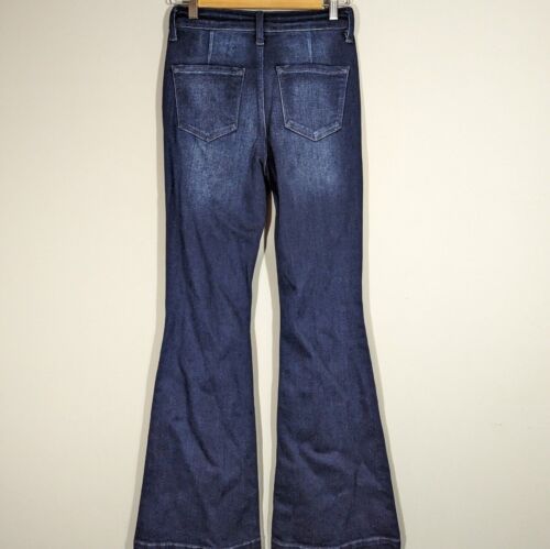 KanCan Women High Rise Distressed Flare Jeans Sz 26 Festival Hippie Retro Grunge - Picture 2 of 5