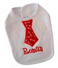 Personalized Baby Boy Valentine's Day Tie Bib Embroidered with Your Custom Name