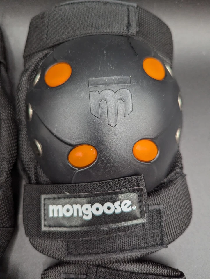 Mongoose Kids Knee Elbow Pads Bike Skate Black Orange - Clean EUC! - Image 3 of 4