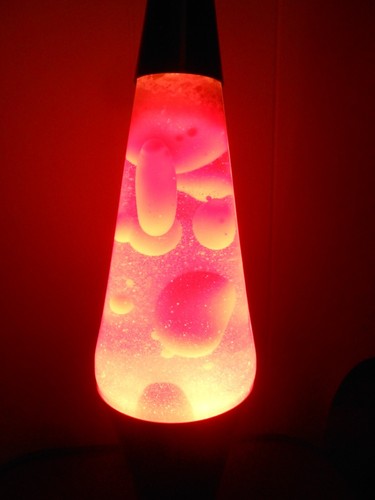 Lava Lite Lamp Vintage RARE 1990s Pink White/Pink #04 Black Base 16” 32oz - Picture 3 of 20