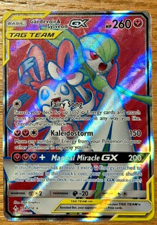 Pokemon 2019 Unbroken Bonds Gardevoir & Sylveon GX 204/214 (Full Art) NM