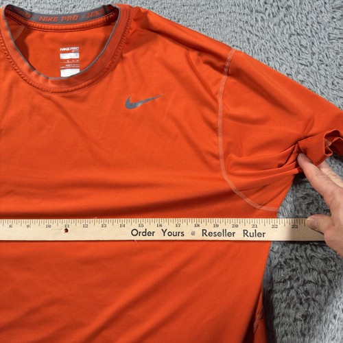 Nike Shirt Mens XL Orange Short Sleeve Pro Combat Fitted Gym Training Workout - Picture 6 of 10