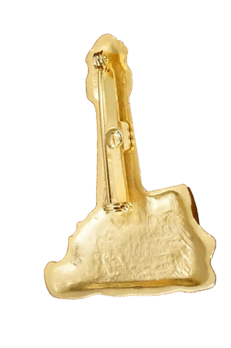 VTG Lighthouse Ocean Cliff Brooch Shiny Matte Gold Tone Figural Pin 2" EUC - Picture 2 of 2