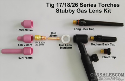 4-Piece TIG Welding Stubby Gas Lens Kit – Fits WP 17/18/26 Torches For Cleaner Welds