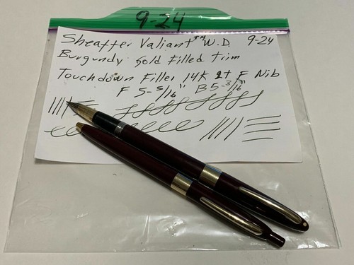 Vintage Sheaffer Valiant WD Burgundy GFT Touch Down 14K Nib Fountain & Ba - Picture 12 of 12