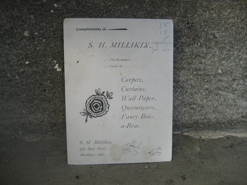 Victorian S.H. Tarjeta comercial Millikin Carpet House - Imagen 2 de 2