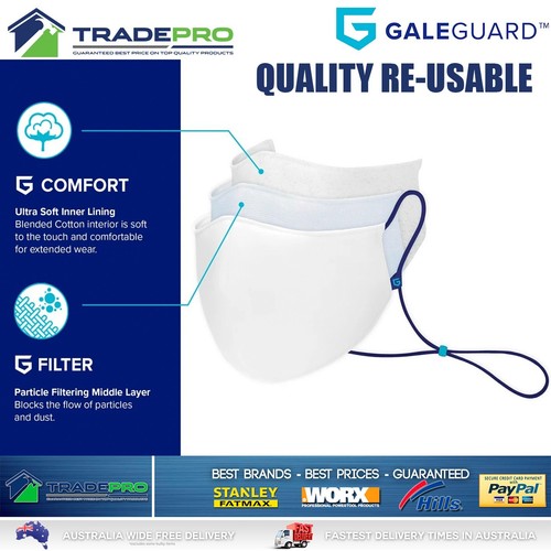 3 máscaras de cubierta bucal lavables reutilizables calidad PRO Gale® de triple capa para boca - Imagen 2 de 10