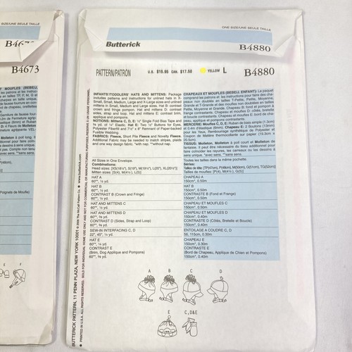 Butterick Sewing Patterns Lot of 2 Hat Scarf Mittens 4673 and 4880 UNCUT - Picture 6 of 13