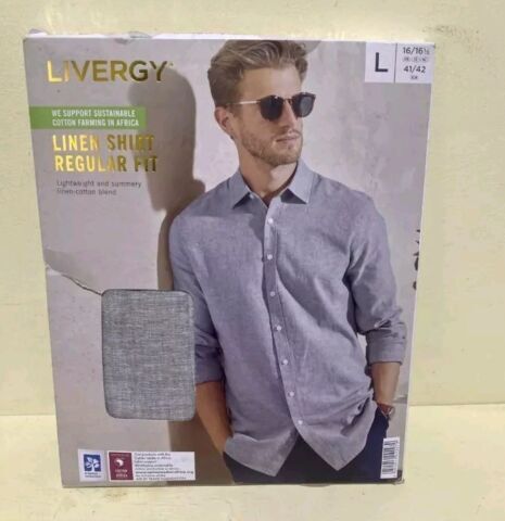 Camicia uomo lino Livergy vestibilità regolare - diverse taglie, stili e colori - Foto 21 di 29