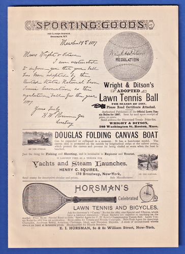 Wright & Ditson's Lawn Tennis Balls Adopted by Association in orig 1887 ad #130