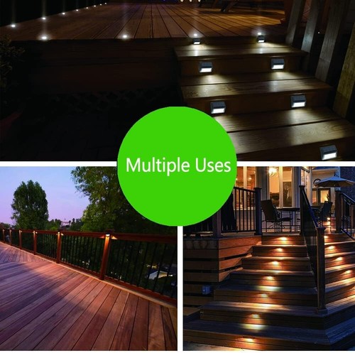 Eco-Friendly Solar Deck Step Lights - 8 Pack Warm White for Garden & Patio - Picture 4 of 8