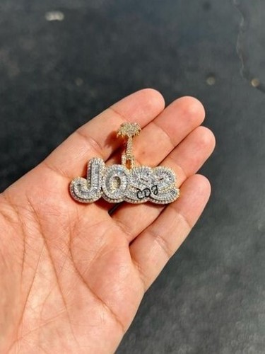 Büste unten rund & Baguette echter Moissanit individuell jeder Buchstabe Anhänger 925 Silber - Bild 3 von 7