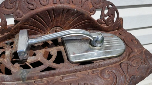 1940s art deco ROBERK side view tombstone mirror gooseneck chrome clip door edge