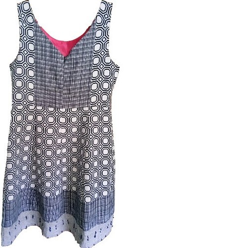 Robbie Bee Stylish Navy Blue & Beige Dress With Side Belt Buttons Size (16) - Picture 5 of 11