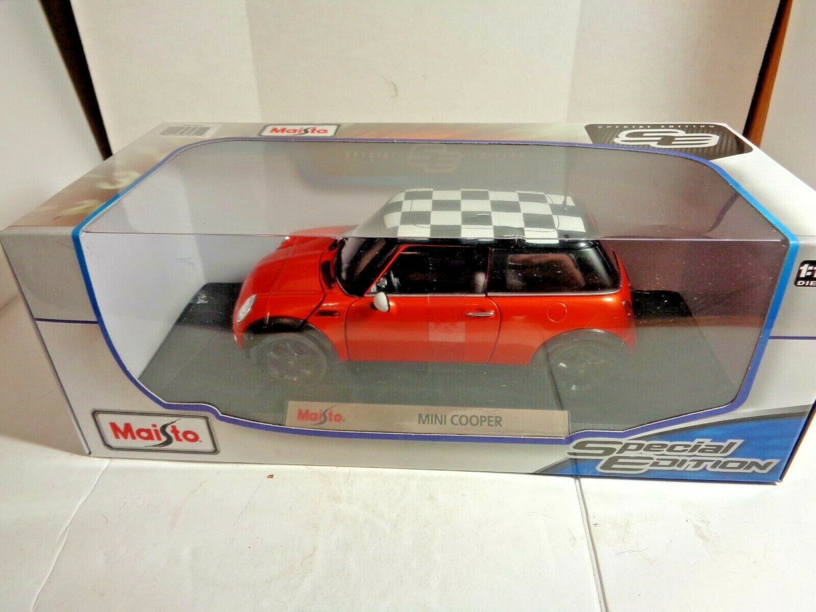 Maisto Edición Especial Mini Cooper Naranja Checker Board techo en 1 18 En Caja entrega de rayos Maisto Edición Edición Edición Especial Mini Cooper Naranja Checker Board techo en 1 18 En Caja venta con alto descuento