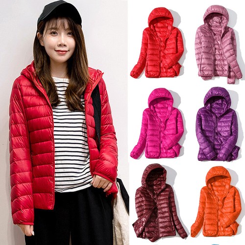 Women's Duck Down Coat Jacket Windproof Warm Hooded Autumn Light Casual - Picture 3 of 88