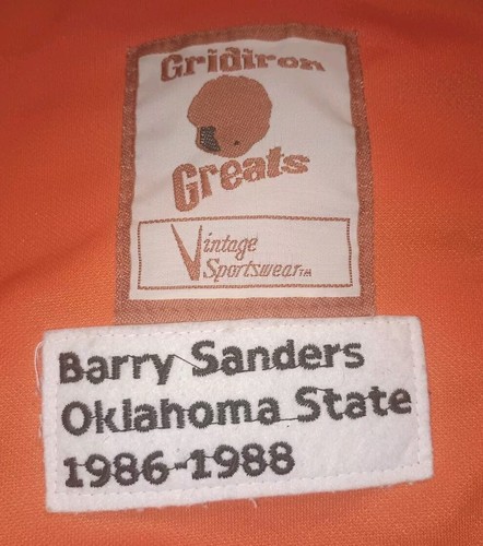 Vintage Barry Sanders Oklahoma State Gridiron Greats Jersey Sz XXL/52 1986-1988 - Picture 4 of 4