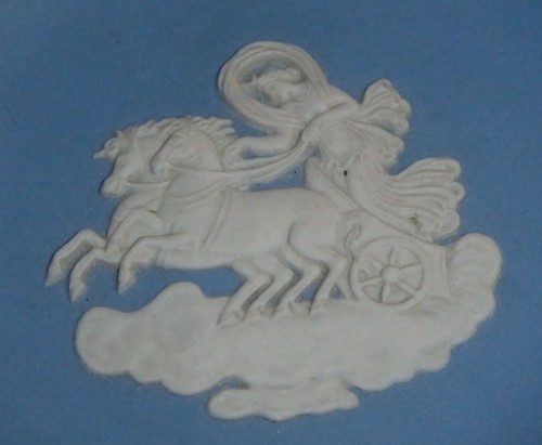 Wedgwood Blue Jasperware Small Greek God Chariot Ring Dish Plate 4 3/8" - Bild 2 von 4