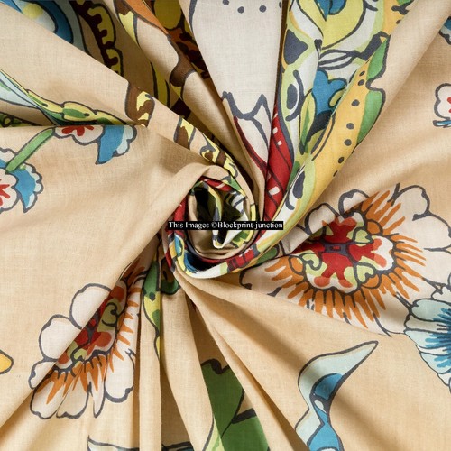 20 Yard Indian Handmade Cotton Bird Printed Crafts Sewing Fabric Cloth - Picture 1 of 4