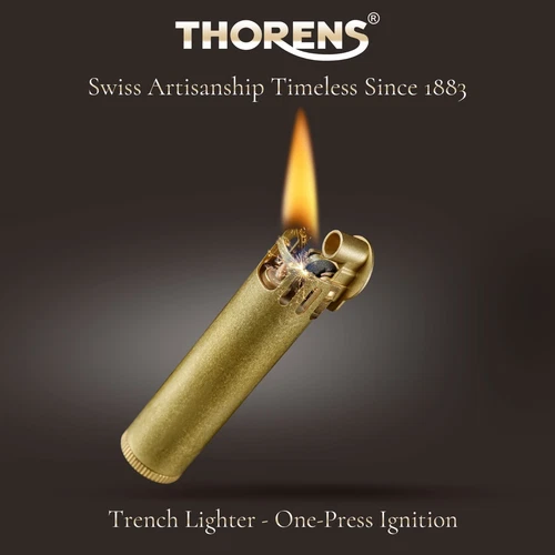 Thorens Trench Lighter One Press Ignition Vintage Brass Perfect Gift for Men