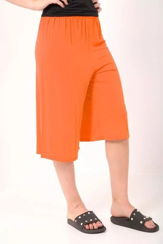 LADIES 3/4 ELASTICATED CULOTTES WOMANS WIDE LEG STRETCH SHORTS PALAZZO PLUS SIZE - Picture 12 of 13