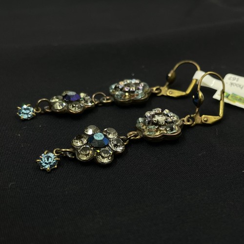 Earrings Lovely Michal Negrin Crystals flowers old collection made in Israel - Picture 7 of 17