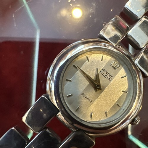 Anne Klein Sterling Plated 752 Watch 11/7375 Heavy Tank Tread Link Bracelet 54 G - Picture 2 of 24