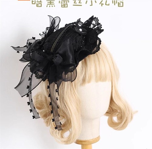Women vintage Hat Lolita LittleHat Hair Clip Gothic Accessories Floral - Picture 2 of 12