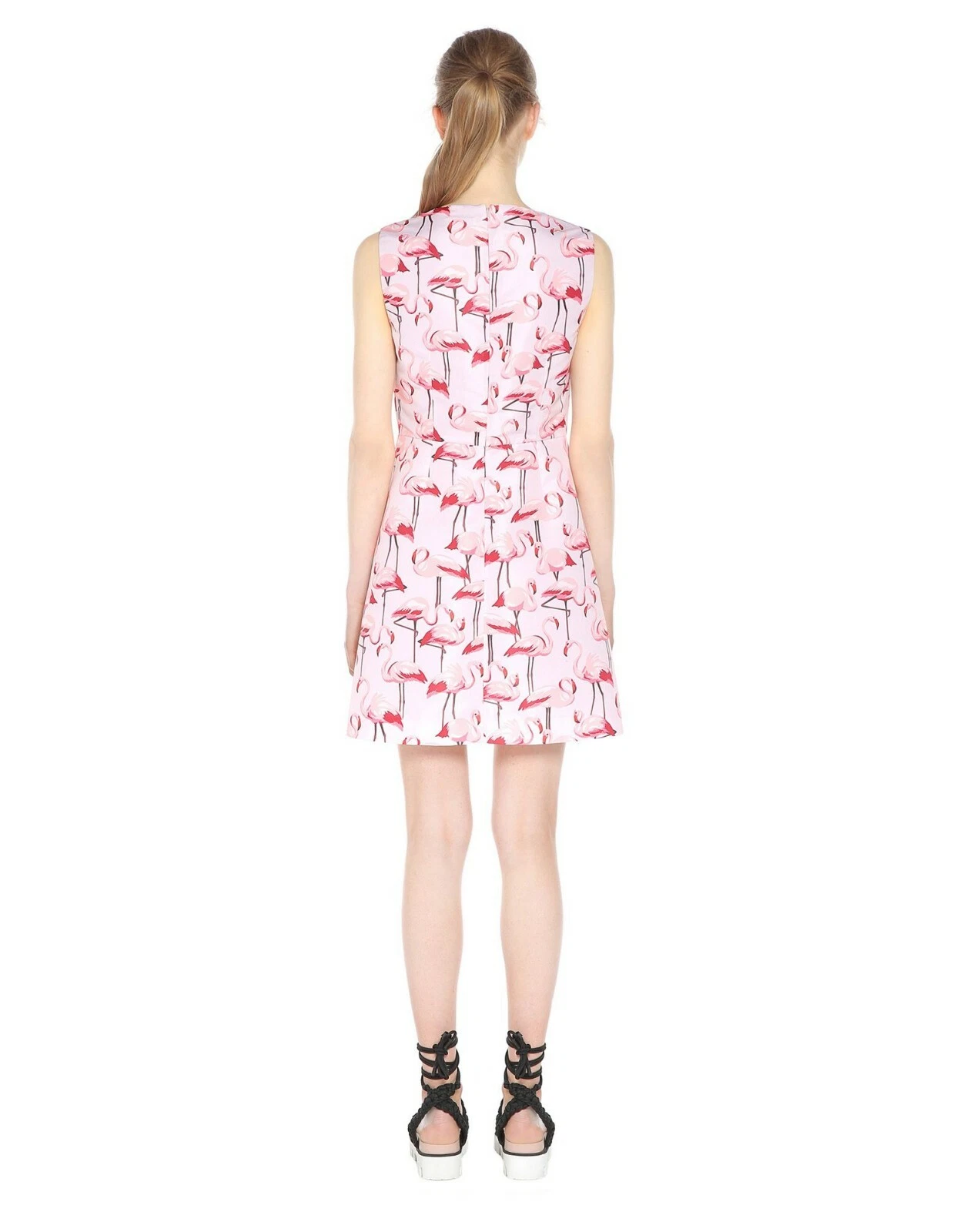 REDVALENTINO Abito svasato e aderente con stampa fenicottero 12 US 48 FR NUOVO