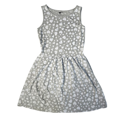 Crazy 8 Girls Sleeveless Gray Hearts Aline Dress Sz XL/14 Knee Length Summer